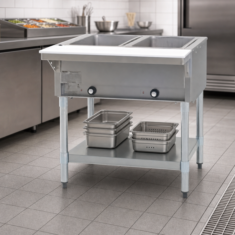 Product image #3 for Eagle Group 33-Inch Open Base Liquid Propane Hot Food Table with 2 Dry Wells