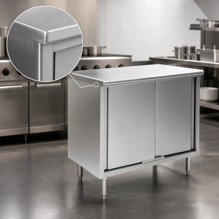 Product image #3 for Eagle Spec-Master 72 Inch x 30 Inch Flat Top Stainless Steel Enclosed Work Table with Sliding Doors
