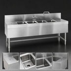 Thumbnail image #3 for Eagle Group Spec-Bar B6L-4-24 Four-Compartment Underbar Sink with Left Drainboard, 72 in W x 24 in D, 304 Stainless Steel