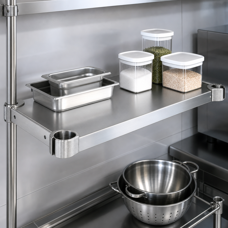 Product image #4 for Eagle Group Quik-Set 36 x 24 Inch Solid Flat Stainless Steel Shelf with Marine Edge