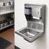 Thumbnail image #3 for BK Resources 14 x 10 Wall-Mount Hand Sink with Towel and Soap Dispensers, 1-Hole Splash Mount, 304 Stainless Steel