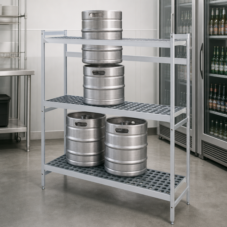 Product image #3 for Fermod 3-Shelf Aluminum Keg Rack, 4-Keg Capacity