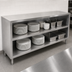 Thumbnail image #3 for John Boos 96-Inch Open Front Stainless Steel Dish Storage Cabinet with Fixed Mid-Shelf