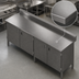 Thumbnail image #3 for Enclosed Base Stainless Steel Work Table with Hinged Doors, 120-Inch x 24-Inch, 5-Inch Backsplash