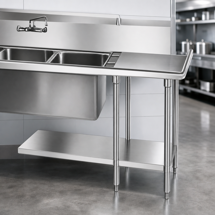 Product image #3 for Advance Tabco Stainless Steel Undershelf for Commercial Work Tables and Sink Tables, Per Linear Foot