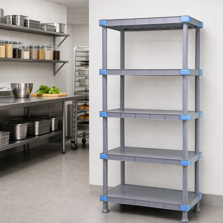 Product image #3 for Quantum Millenia Gray Polymer Shelving Starter Unit with 5 Solid Shelves, 36"W x 18"D x 86"H