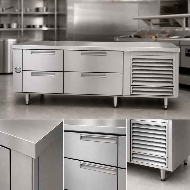 Product image #3 for Garland Polar Cuisine Self-Contained Freezer Base, 60-Inch Wide, 2-Drawer, Stainless Steel