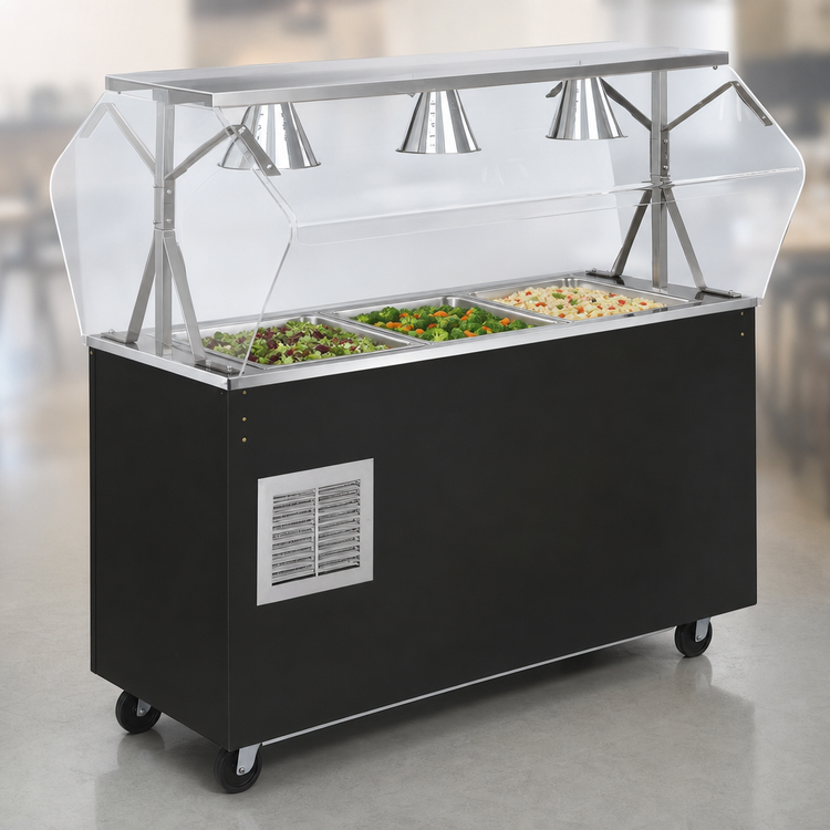 Product image #3 for Vollrath 2-Series Affordable Portable 46 Inch Refrigerated Cold Food Buffet Station with Clear Acrylic Breath Guard, 3-Pan