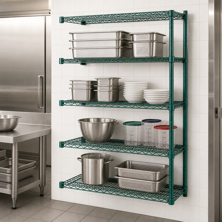 Product image #3 for Eagle Valu-Gard 4-Tier Add-On Wire Shelving Unit, 36W x 18D x 63H, Green Epoxy Finish