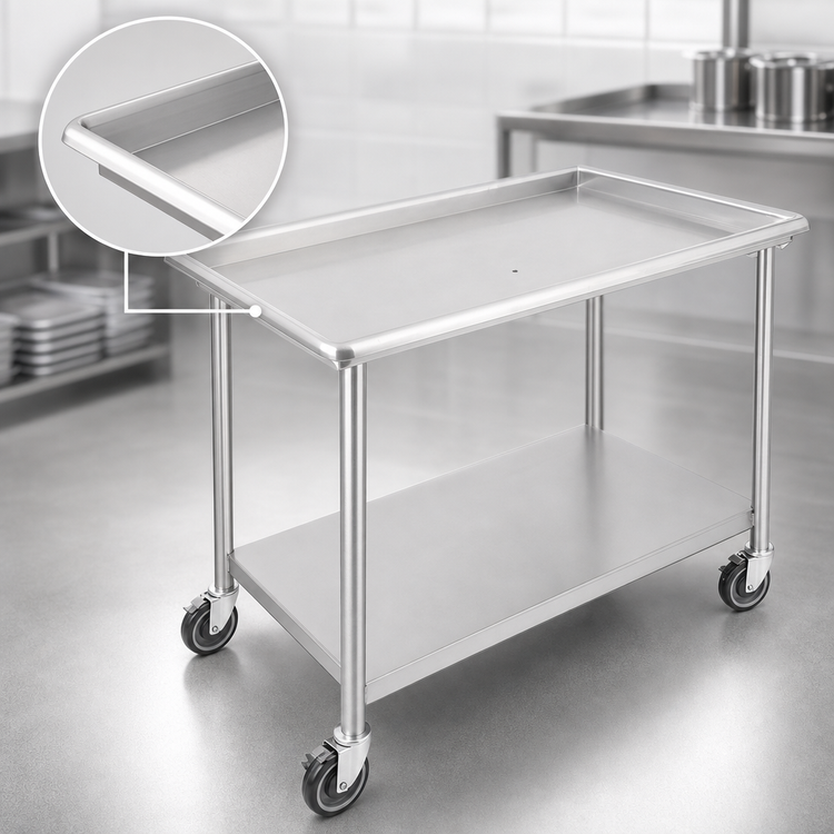 Product image #3 for John Boos Stainless Steel Sorting Table with Undershelf and Locking Casters, 60-7/8 x 30-3/8 Inches