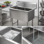 Thumbnail image #3 for John Boos Pro-Bowl 2PB204 2-Compartment Stainless Steel Sink, 20 x 20 x 14 Inch Compartments, 10-Inch Backsplash, 41-1/8 Inch Wide