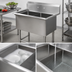 Thumbnail image #3 for John Boos Pro-Bowl 2-Compartment Stainless Steel Sink with 10-Inch Backsplash and Legs, 41-1/8 Inch Wide