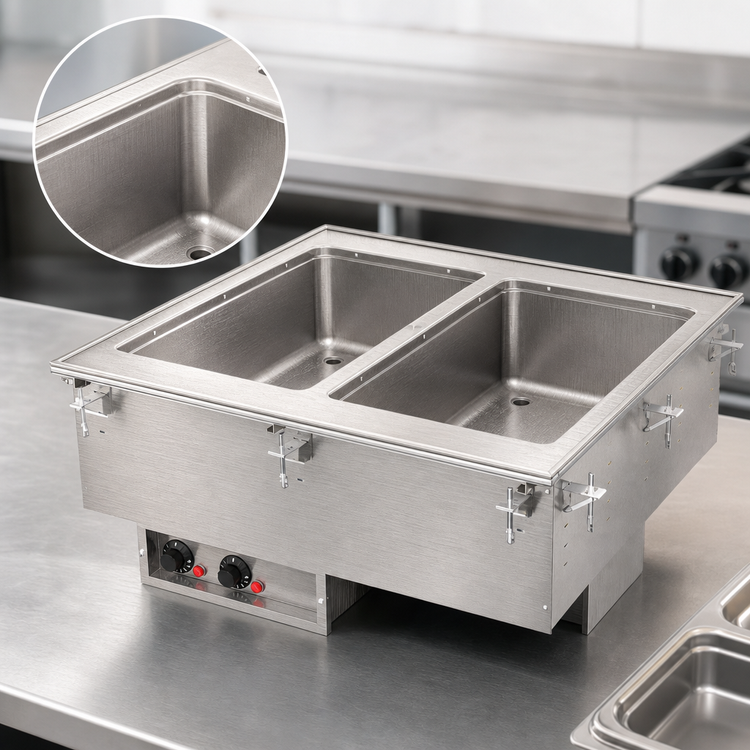 Product image #3 for Vollrath Two-Well Drop-In Hot Food Well with Auto-Fill and Manifold Drain, 316 Marine-Grade Stainless Steel Wells, 240V