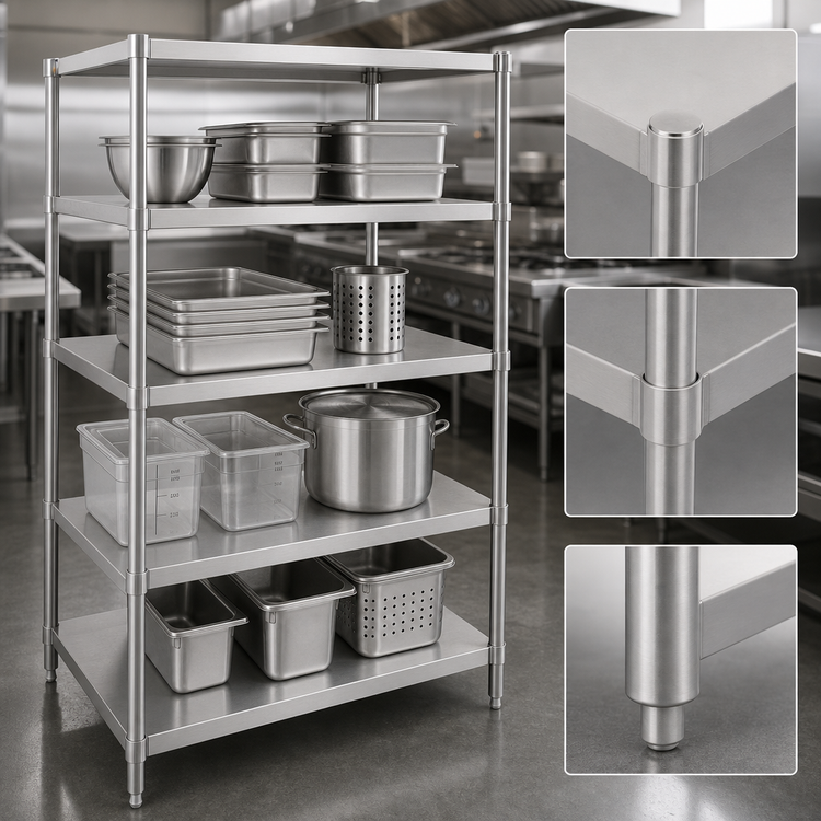 Product image #3 for John Boos Stainless Steel Dry Storage Shelving Unit with 4 Adjustable Shelves, 42 x 18 x 72 Inches