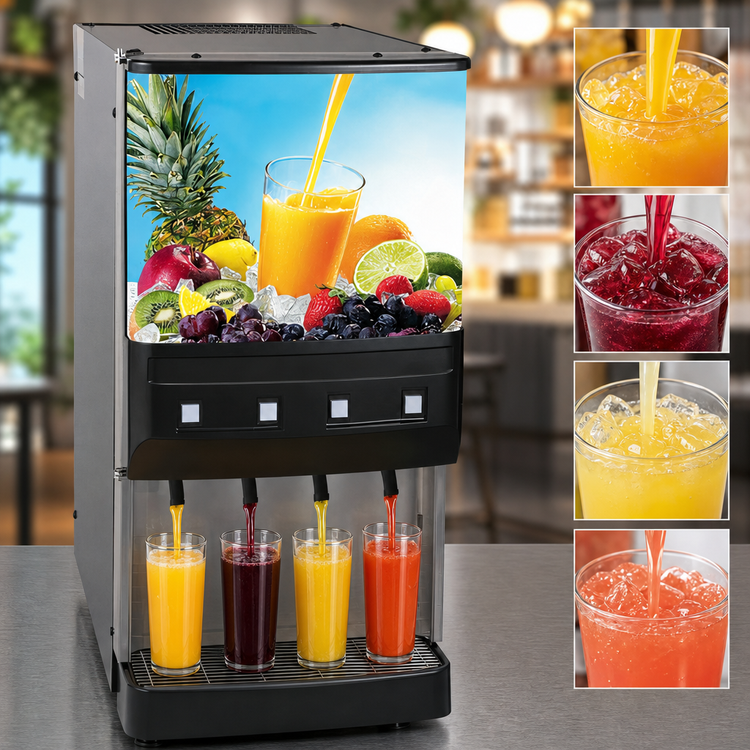 Product image #3 for BUNN Silver Series JDF-4S 4-Valve 4-Flavor Cold Beverage Dispenser System with Push-and-Hold Control