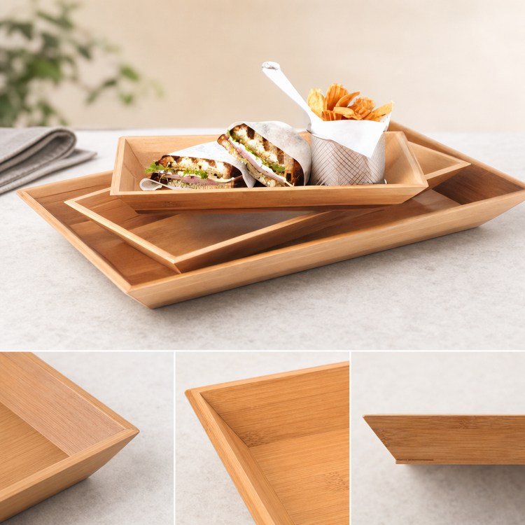 Product image #3 for American Metalcraft Rectangular Bamboo Serving Tray, 14-1/4 x 7-1/2 x 1-1/2 Inches