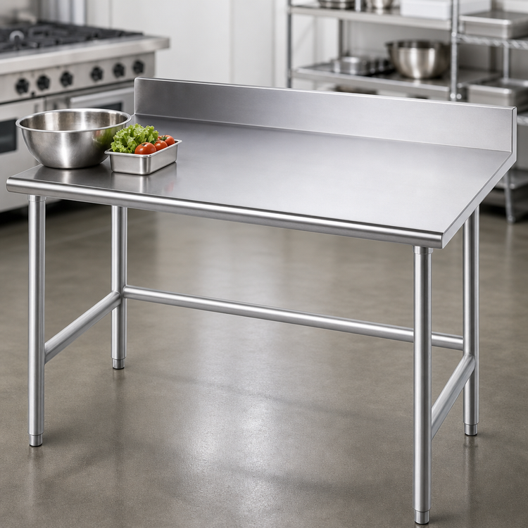 Product image #3 for Advance Tabco Stainless Steel Work Table with 5-Inch Backsplash, 120 x 36 Inches