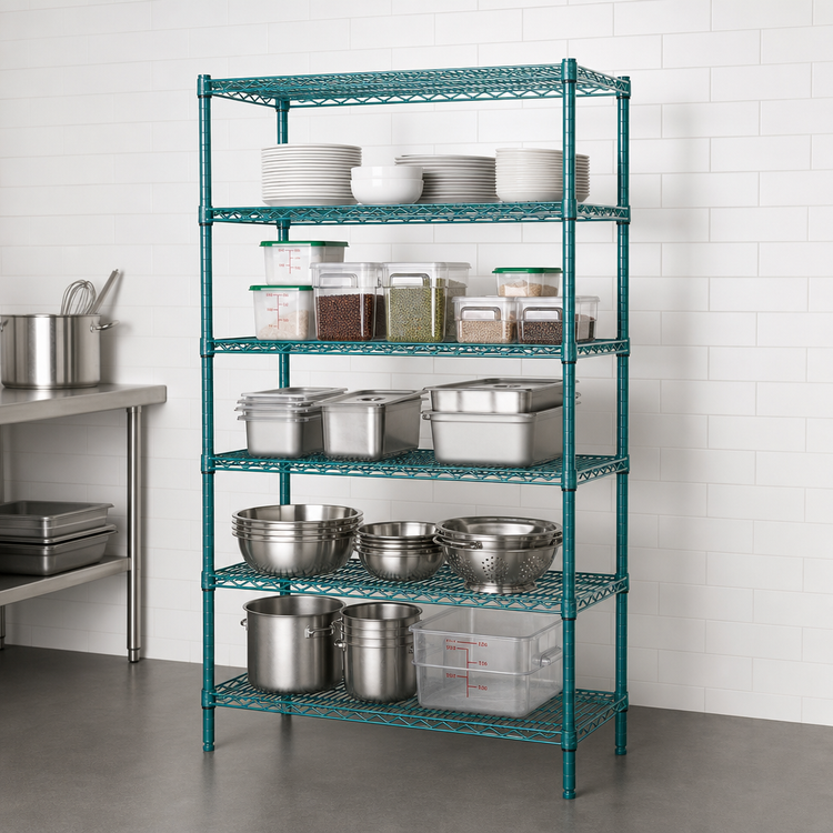 Product image #3 for Eagle Group Valu-Gard 5-Tier Wire Shelving Starter Unit, 36-Inch W x 21-Inch D x 86-Inch H, Green Epoxy Finish