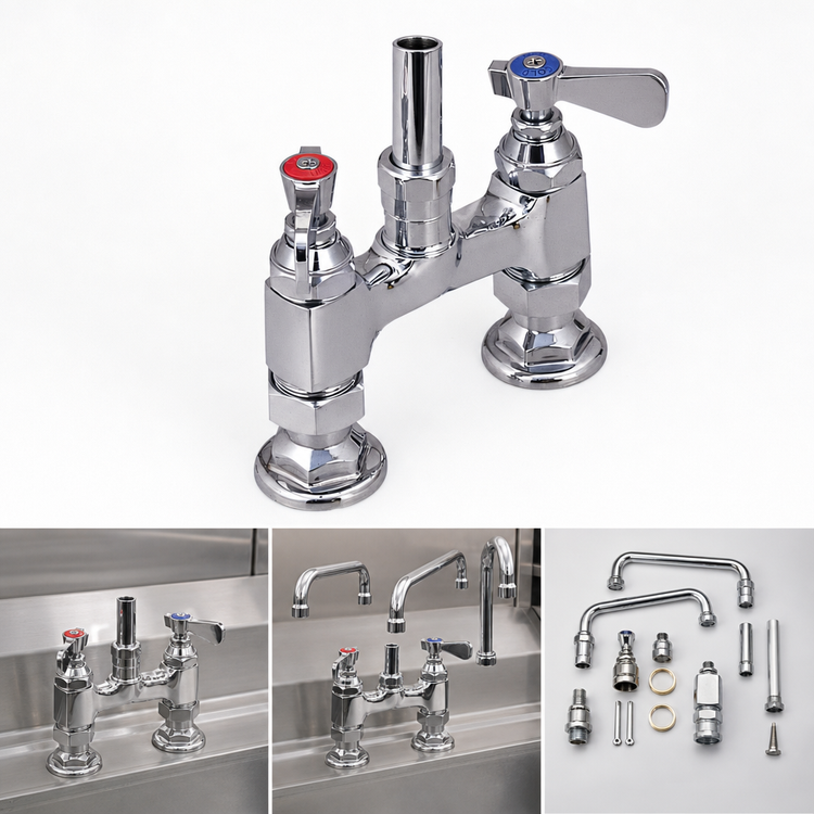 Product image #3 for OptiFlow Heavy Duty Deck-Mount Faucet Body, 4-Inch O.C., No Spout, Chrome Finish