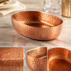 Thumbnail image #3 for American Metalcraft ABHC69 Hammered Copper-Finish Aluminum Oval Entrée Basket, 48 oz. Case of 24