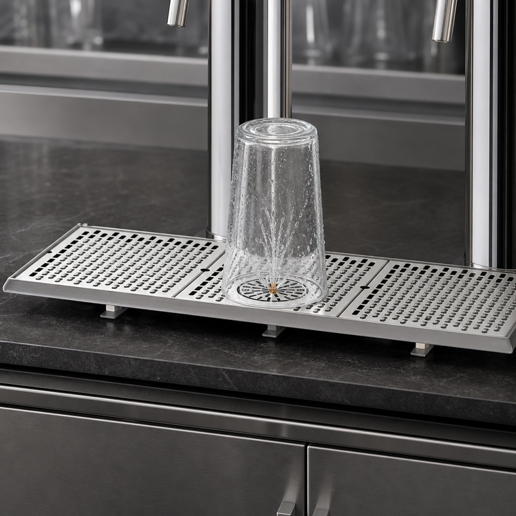 Product image #3 for Perlick C18000 Series 21-Inch Surface Mount Stainless Steel Drip Tray with Glass Rinser for Brew Pipe Towers