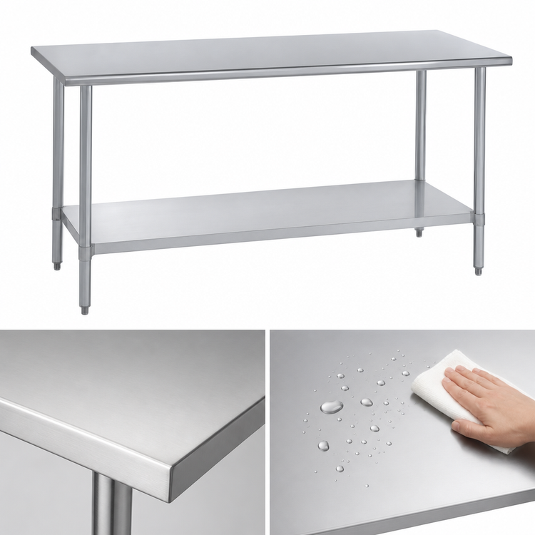 Product image #3 for Duke 144-Inch x 36-Inch Stainless Steel Work Table with Undershelf, Open Base