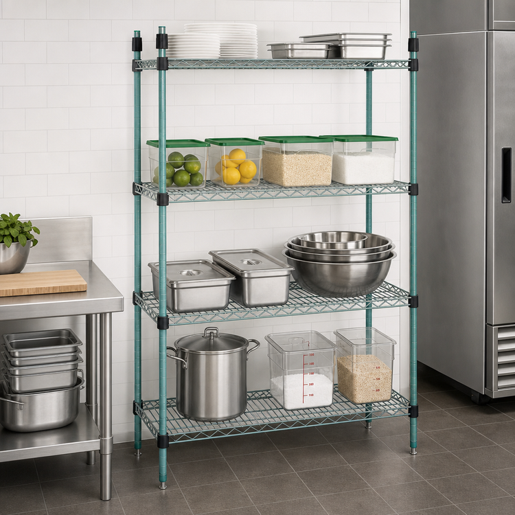 Product image #3 for EagleGard Quad-Adjust 4-Tier Wire Shelving Starter Unit, 36 x 18 x 74 Inches