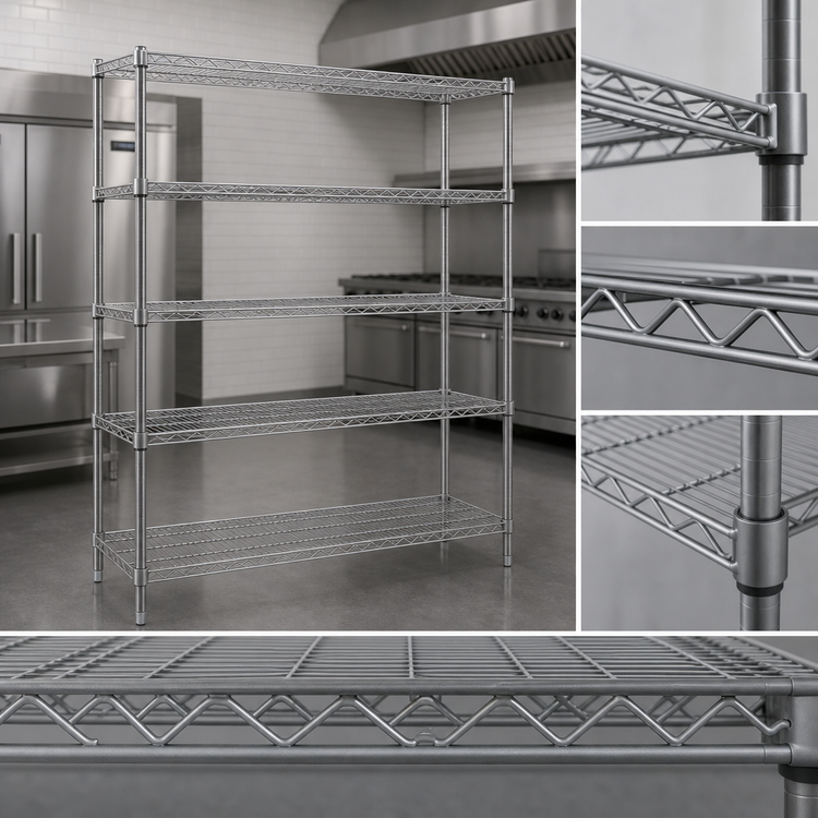 Product image #3 for Redi-Pak 5-Tier Stationary Wire Shelving Unit, 60W x 24D x 74H, Pewter Gray Epoxy Finish