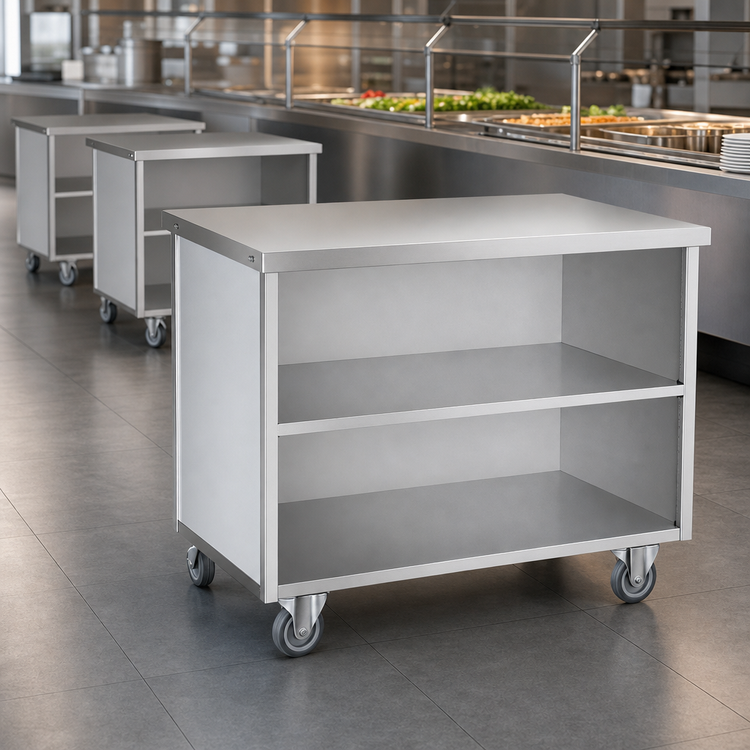 Product image #3 for Randell Mobile Modular Open Storage Utility Station, 24 x 30 x 35-1/2 Inch, 16 Gauge Stainless Steel Top