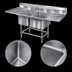 Thumbnail image #3 for Eagle Group Spec-Master FN Series Coved Corner Two-Compartment Sink with Left and Right 18-Inch Drainboards, 80 Inch W x 27 Inch D