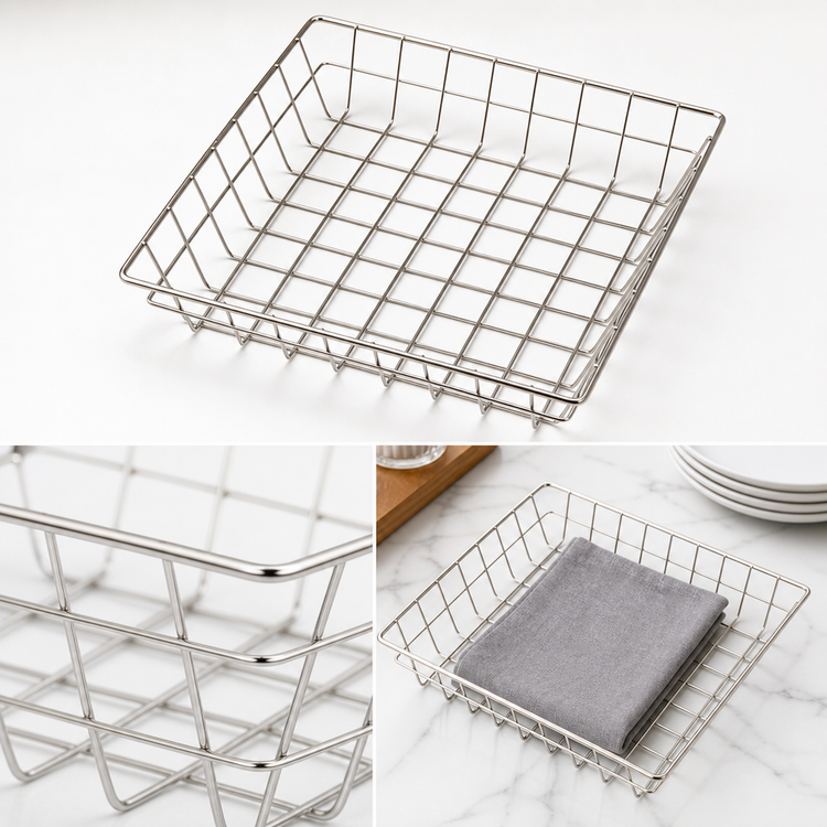 Product image #3 for American Metalcraft Stainless Steel Square Wire Grid Serving Basket, 10 x 10 x 2 Inches