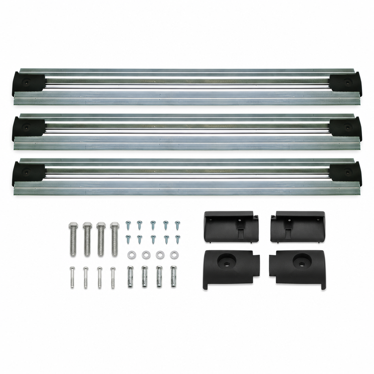 Product image #3 for Quantum QVTRK-3-84EST Double-Unit Floor Track Assembly Kit — (3) 7' V-Groove Aluminum Tracks