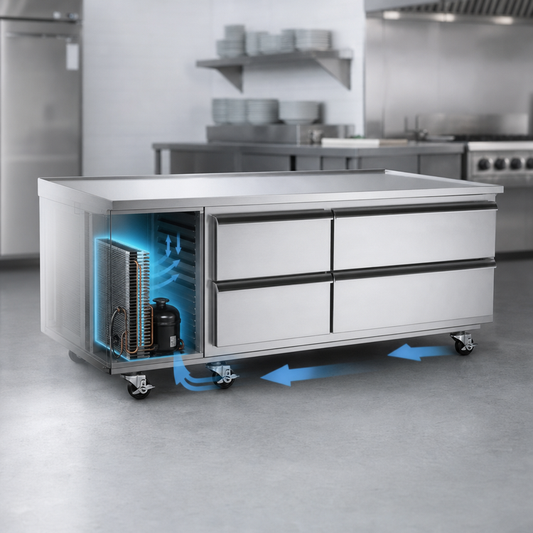 Product image #3 for 60-Inch Self-Contained Refrigerated Drawer Base with Flat Top