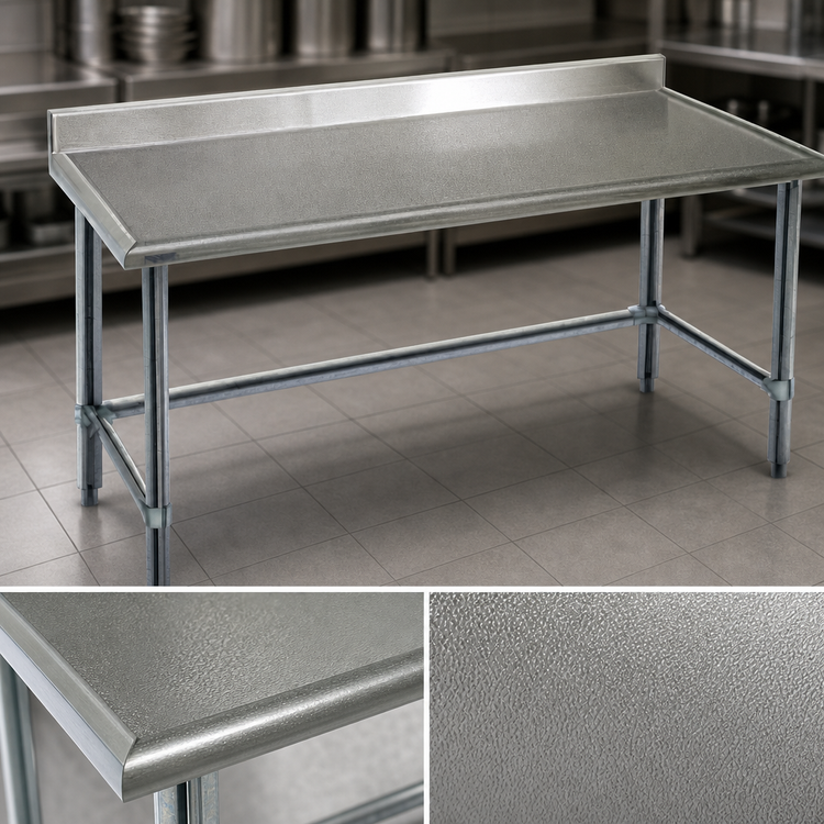 Product image #3 for Spec-Master Marine Series 60" x 30" Stainless Steel Work Table with 4-1/2" Backsplash and Galvanized Base