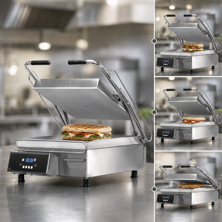 Product image #3 for Proluxe 12 x 12 Inch Countertop Commercial Panini Press with Adjustable Thickness and Digital Controls