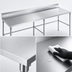 Thumbnail image #3 for Sapphire 120 in. x 30 in. 18-Gauge 430 Stainless Steel Work Table with 5 in. Backsplash, Open Base