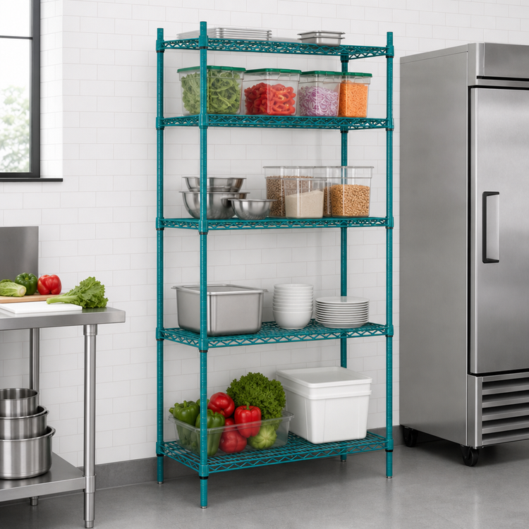 Product image #3 for Advance Tabco Special Value Series Stationary Wire Shelving Unit, 48 x 18 x 74 Inches, Green Epoxy