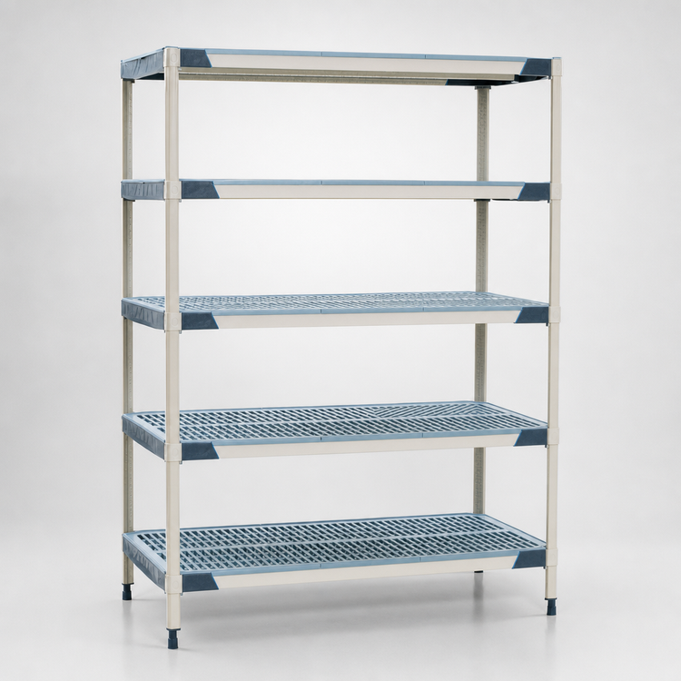 Product image #3 for MetroMax i Five-Tier Open Grid Polymer Starter Shelving Unit, 72W x 18D x 74H