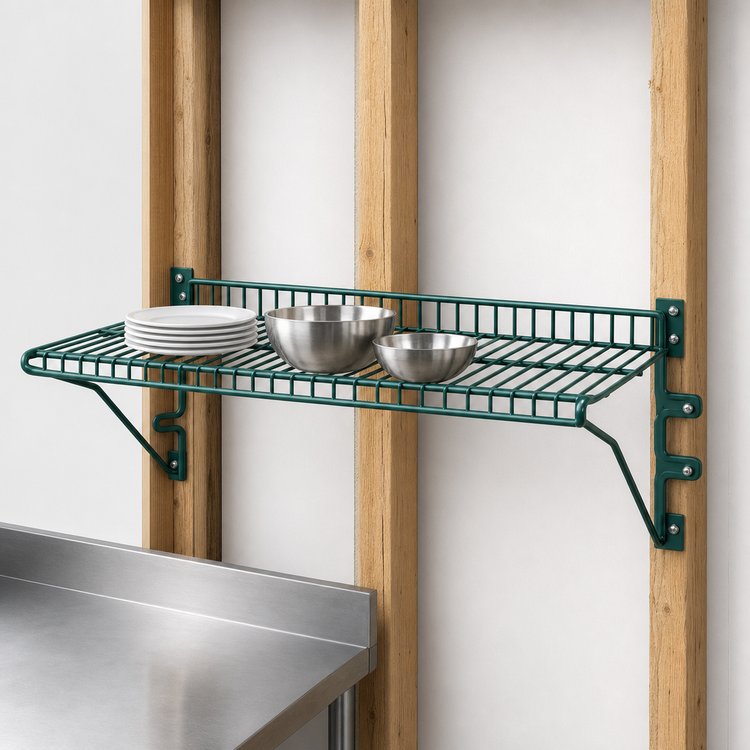Product image #3 for Eagle Group Snap-n-Slide 72-Inch x 12-Inch Wall-Mounted Wire Shelf, Valu-Gard Green Epoxy Finish