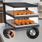 Thumbnail image #3 for DoughXpress BakeryXpress DXP-HGG01 Countertop Self-Service Heated Food Display Case, Stainless Steel, 2 Slanted Shelves, 31.5-Inch Wide