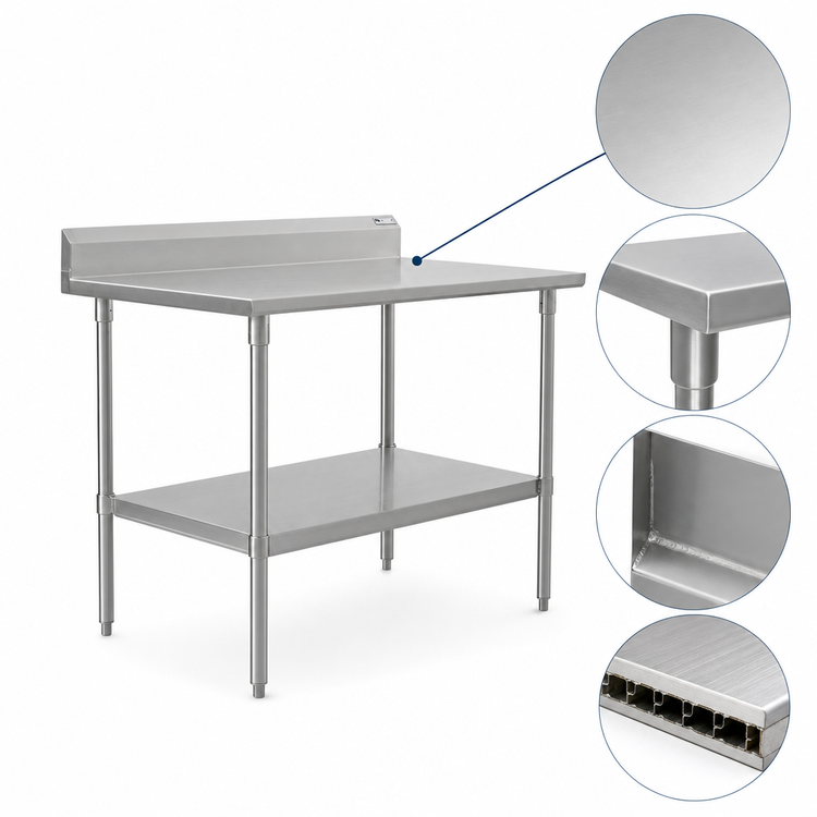 Product image #3 for John Boos Stallion 60 Inch x 36 Inch Stainless Steel Work Table with 5 Inch Backsplash and Adjustable Undershelf