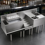 Thumbnail image #3 for Krowne KR24-MT72-10 72-Inch Stainless Steel Underbar Workstation with 24-Inch Ice Bin, 10-Circuit Cold Plate and 1-Compartment Dump Sink