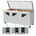 Thumbnail image #3 for Turbo Air Super Deluxe Three-Section Mega Top Refrigerated Sandwich/Salad Prep Table with Glass Lids, 30-Pan