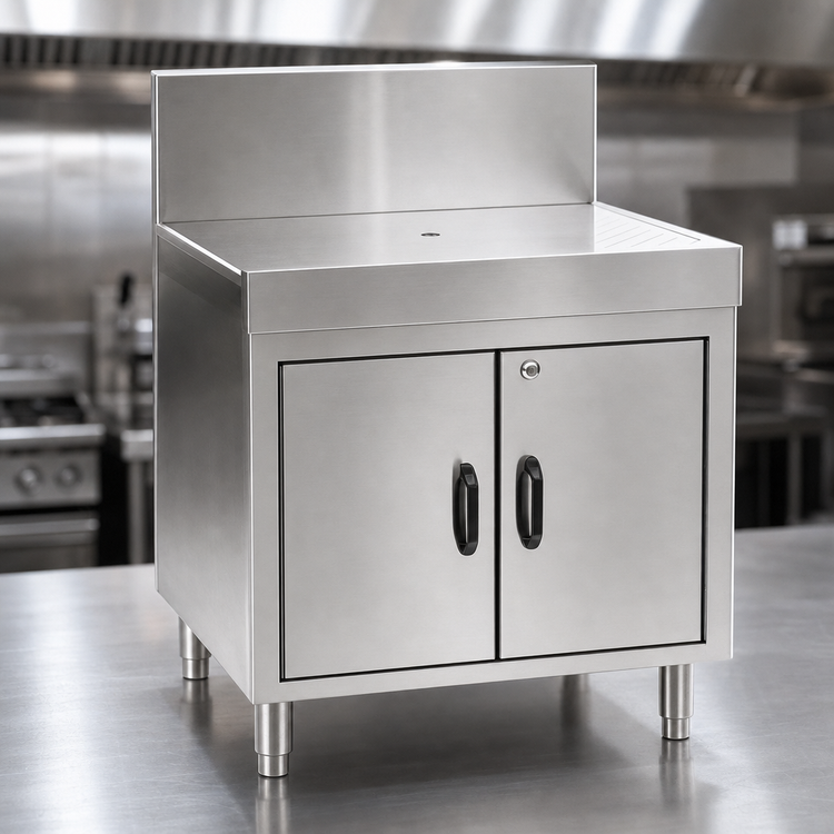 Product image #3 for Spec-Bar 36 Inch W x 24 Inch D 304 Stainless Steel Closed Base Workboard Cabinet with Hinged Doors and Locks