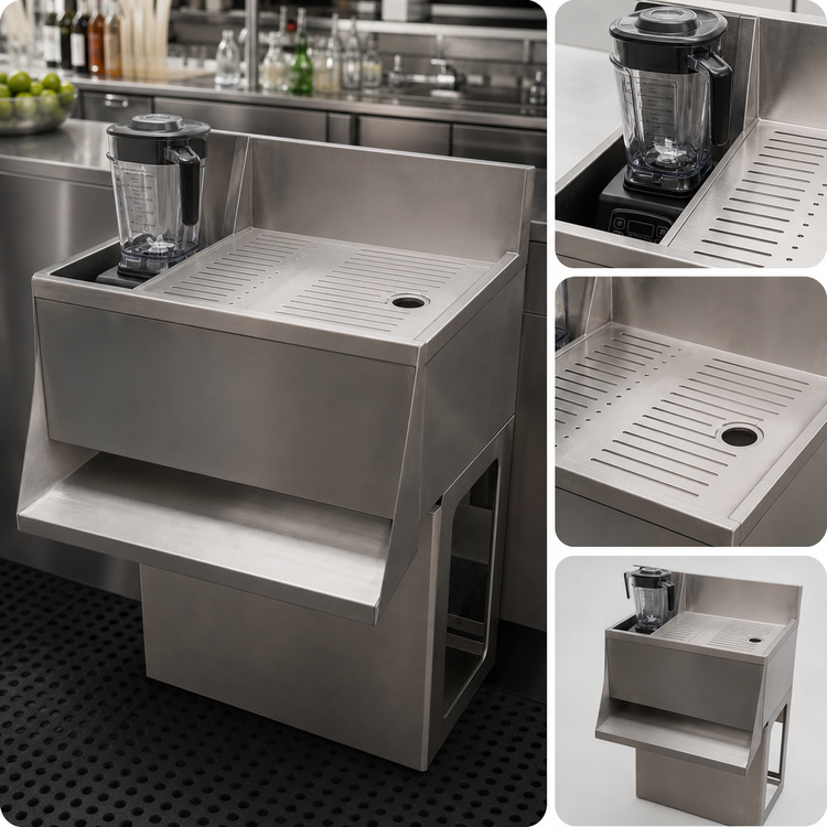 Product image #3 for BK Resources Underbar Freestanding Mixing Station with Drainboard and Blender Shelf