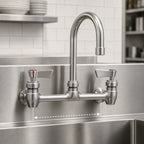 Thumbnail image #3 for Fisher 61298 Commercial Backsplash-Mount Gooseneck Faucet, 8-Inch Centers, 12-Inch Swivel/Rigid Stainless Steel Spout