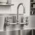 Thumbnail image #3 for Fisher 8-Inch Centers Backsplash Mount Gooseneck Faucet with 12-Inch Swivel/Rigid Spout, Stainless Steel