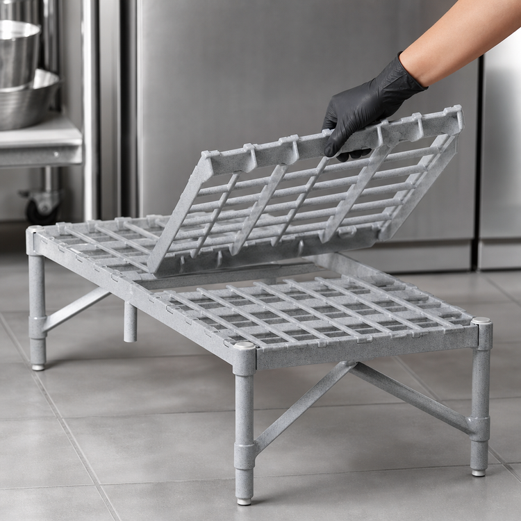 Product image #3 for Metro Super Erecta 48" W x 24" D Dunnage Rack with Lift-Off Mat, Metroseal 3 Epoxy Coated, 14-1/2" H, 1,300 lb. Capacity
