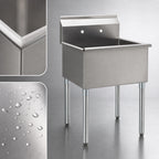 Thumbnail image #3 for Eagle Group 2424-1-16/3-1X One-Compartment 304 Stainless Steel Utility Sink, 24 x 24 x 13-3/8-Inch Bowl, 8-Inch Backsplash, Galvanized Legs