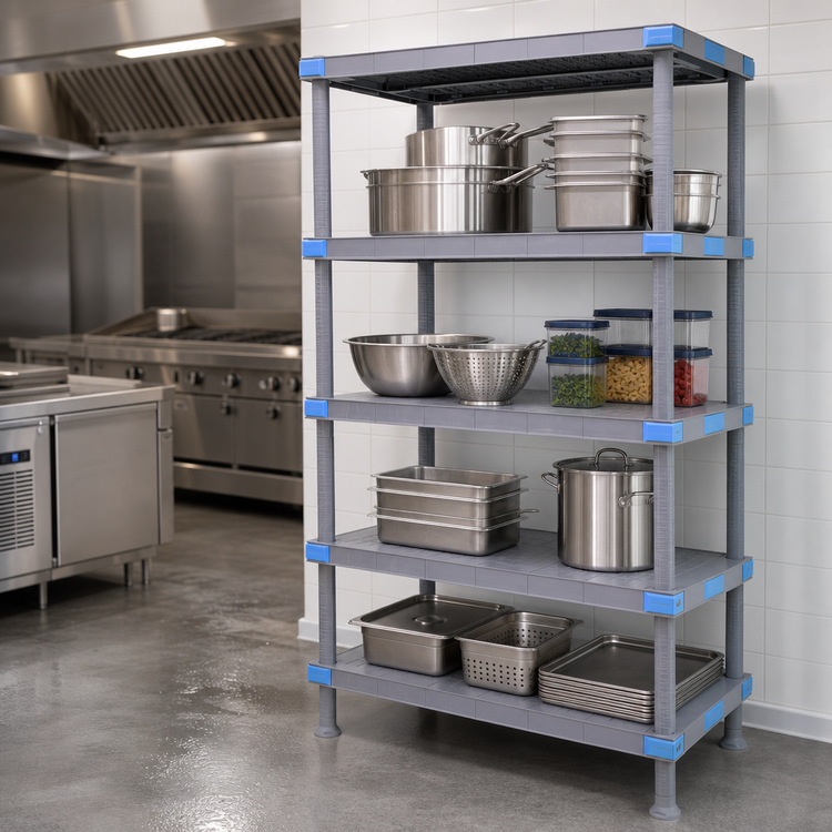 Product image #3 for Millenia 36-Inch Wide x 18-Inch Deep x 86-Inch High Gray Polymer Shelving Unit with 4 Solid Shelves